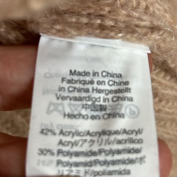 J Crew Point Sur Sweater Womens Medium Peach Turtleneck Ribbed Chunky Cozy - Picture 7 of 10